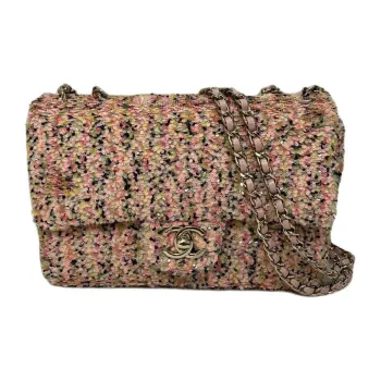 CHANEL Sequins Crossbody Bag Shoulder Bag Women's Pink & Black