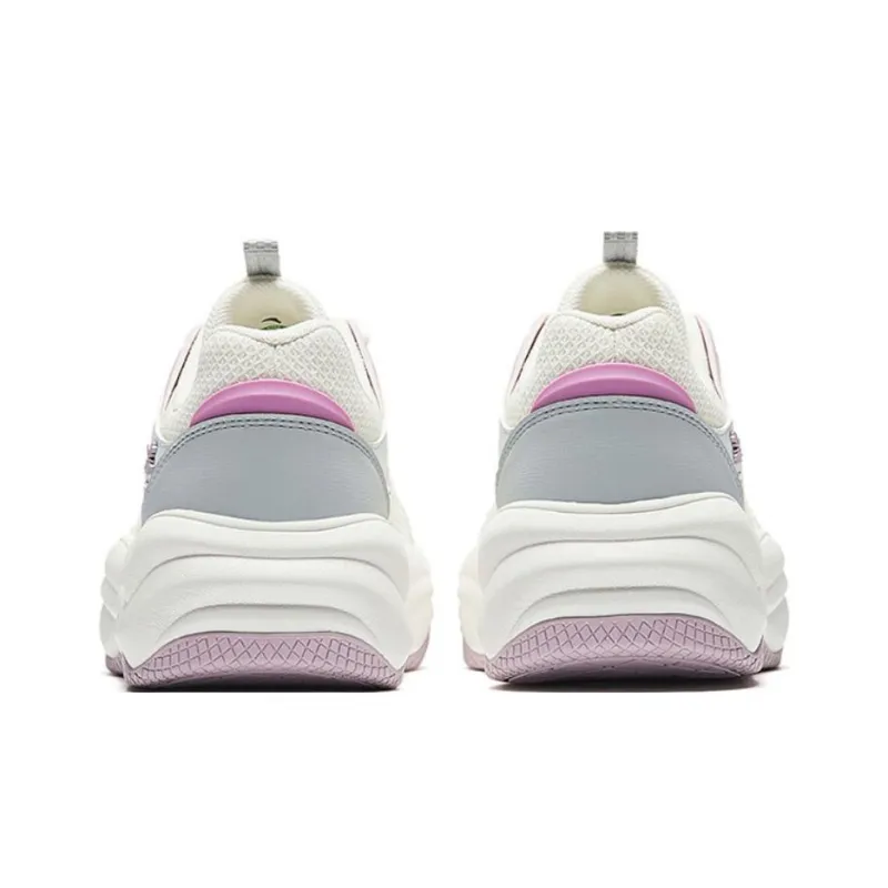 Anta Anti Slip And Wear Resistant Coverage Low Top Skateboard Shoes Women's White Gray Pink Purple-3