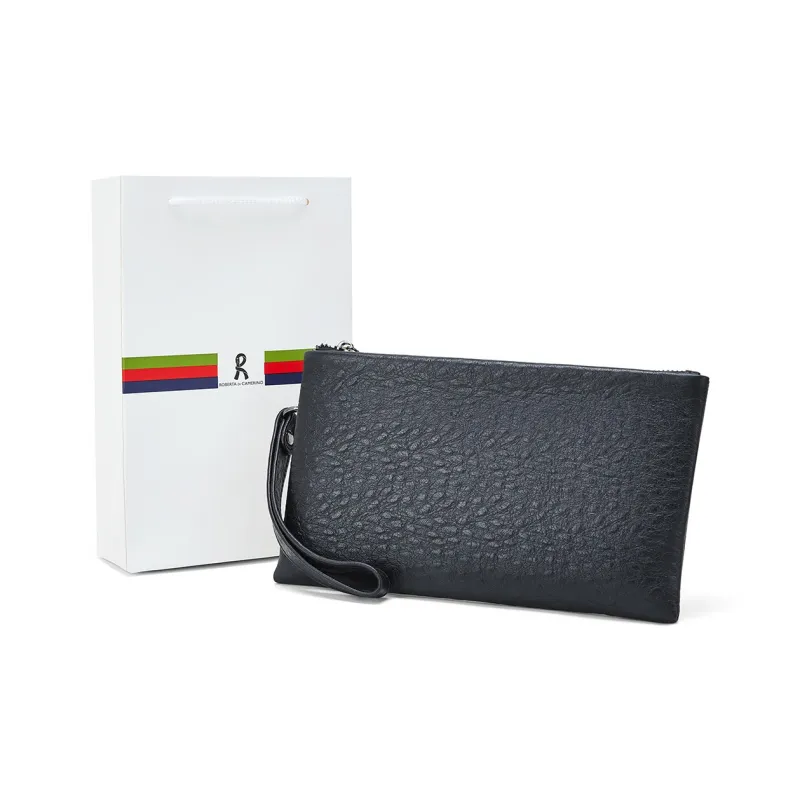 ROBERTA DI CAMERINO Cow Leather Clutch Wallet Regular Men's Black/Coffee-7