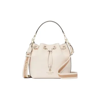 Kate Spade Cow Leather Bucket Bag, One Shoulder Handbag Mini Women's Parchment White