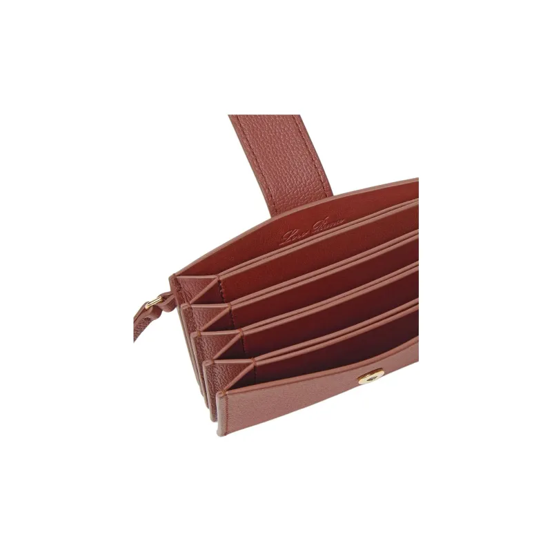 Loro Piana Cow Leather Card Holder Women's Maple Leaf Red-2