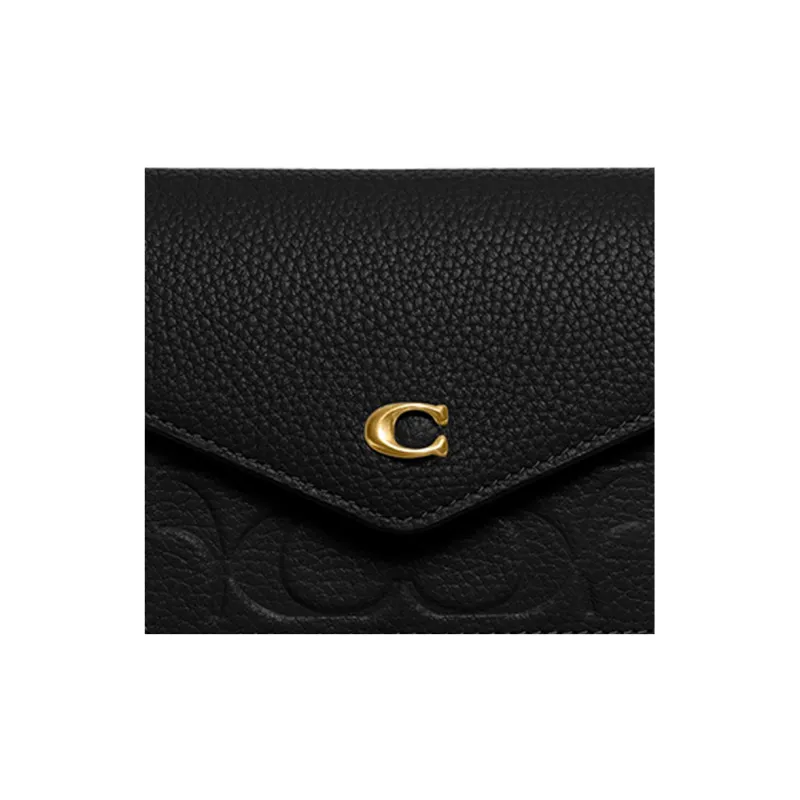 COACH Wyn Polished Grained Leather Card Holder Wallet Women's Black-2