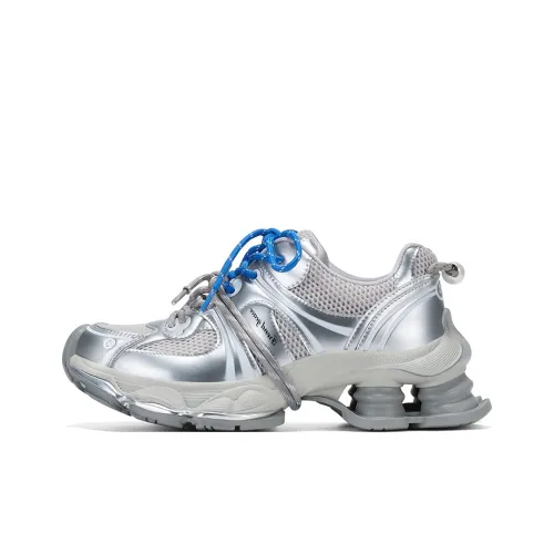 GG CC Chunky Sneakers Women's Low Top Silver