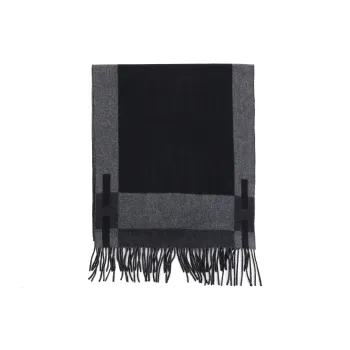 HERMES Cashmere Knit Scarves Unisex Black