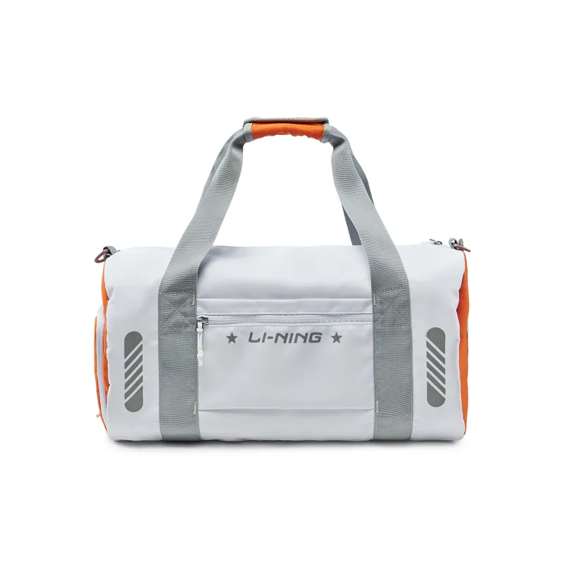 LiNing Polyester Travel Bag 30L Unisex White & Carrot Orange-1