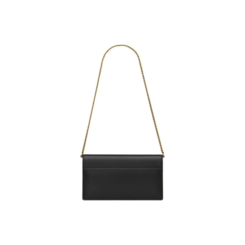 SAINT LAURENT Lambskin Handheld Shoulder Bag Regular Women's Black-3