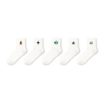 Primeet Mid Calf Socks Unisex 5 Pack Simple And Cute Patterns