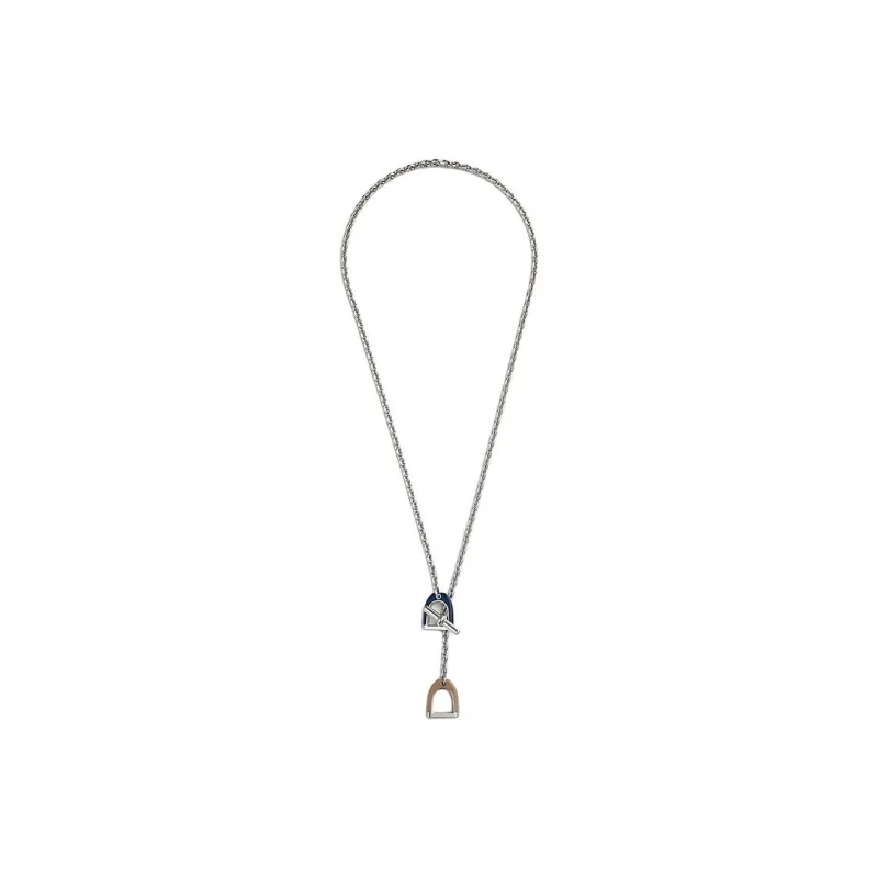 HERMES Metal, Palladium Plated Necklaces Men's Silver-1