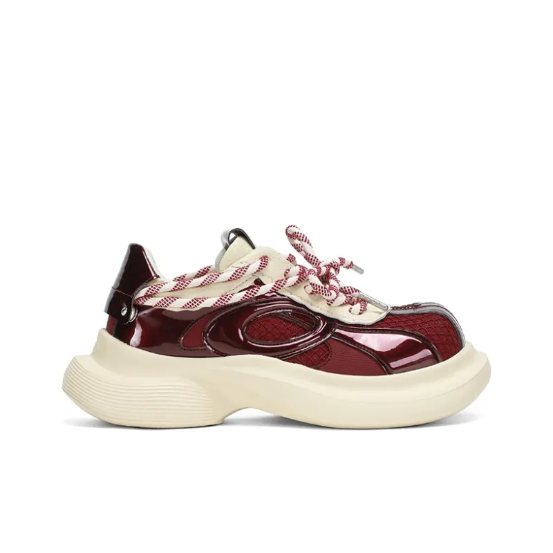 Ouder Street Anti-Slip And Wear-Resistant Height Increasing Low-Top Casual Shoes Women's Red-1