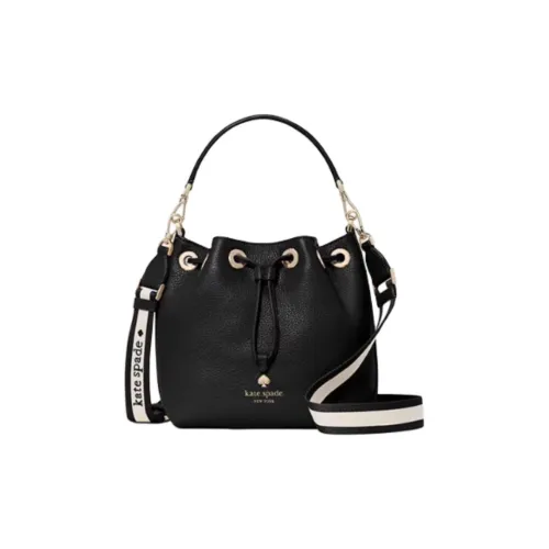 Kate Spade Cow Leather Bucket Bag, One Shoulder Handbag Mini Women's Black