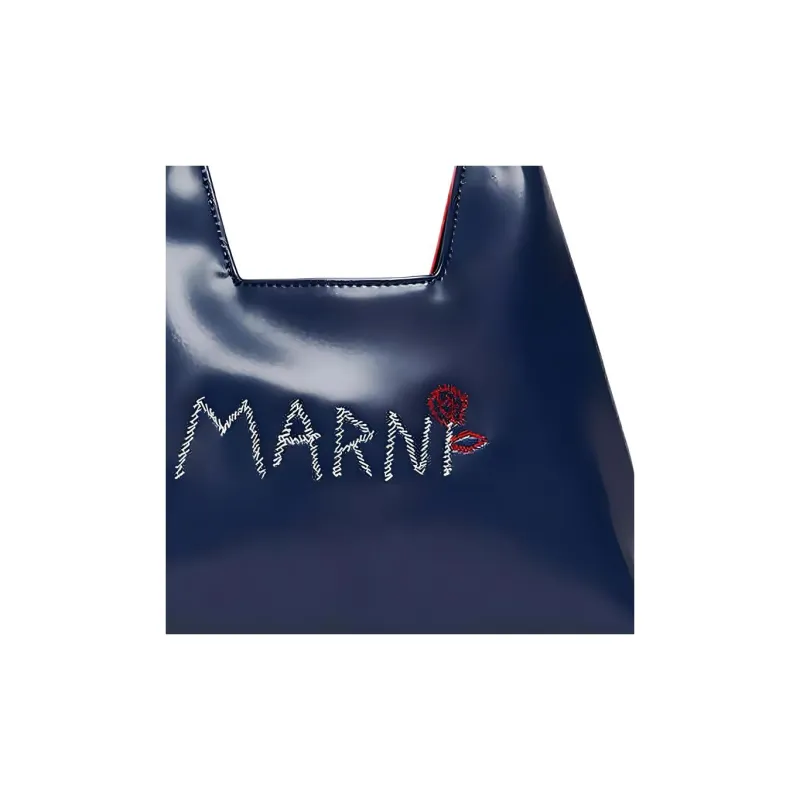 MARNI Logo Embroidered Open Top Shoulder Bag-4