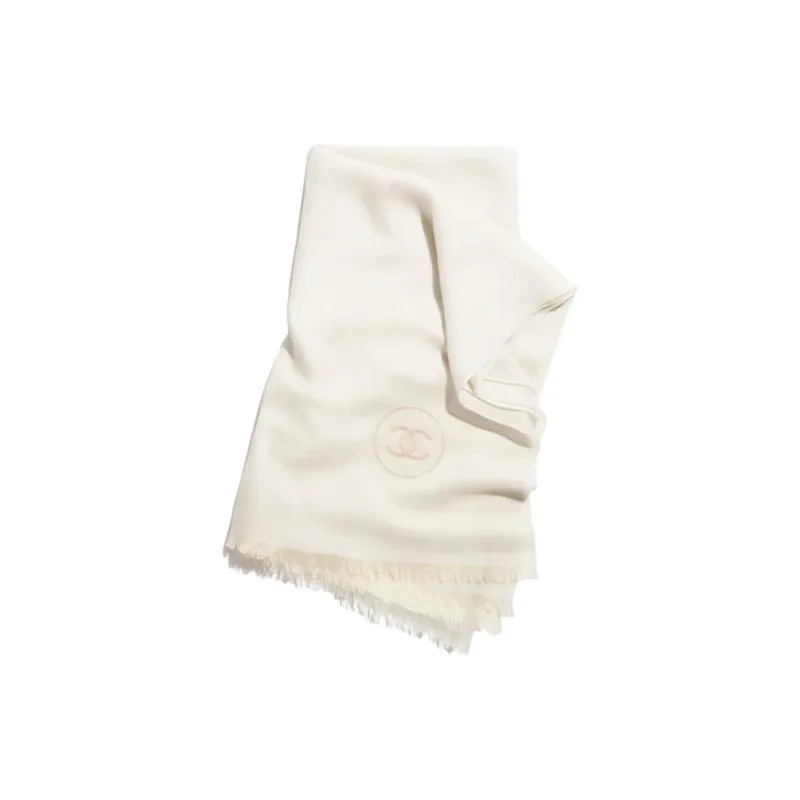 CHANEL Silk Shawls Women's Light Beige-0