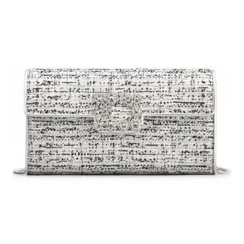 Roger Vivier Flower Strass Fabric Envelope Bag Handheld Shoulder Bag Crossbody Bag Women's Silver