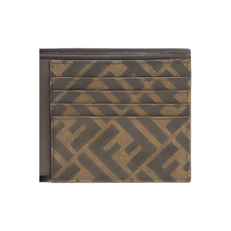 FENDI Calfskin Wallet Men's Brown-4