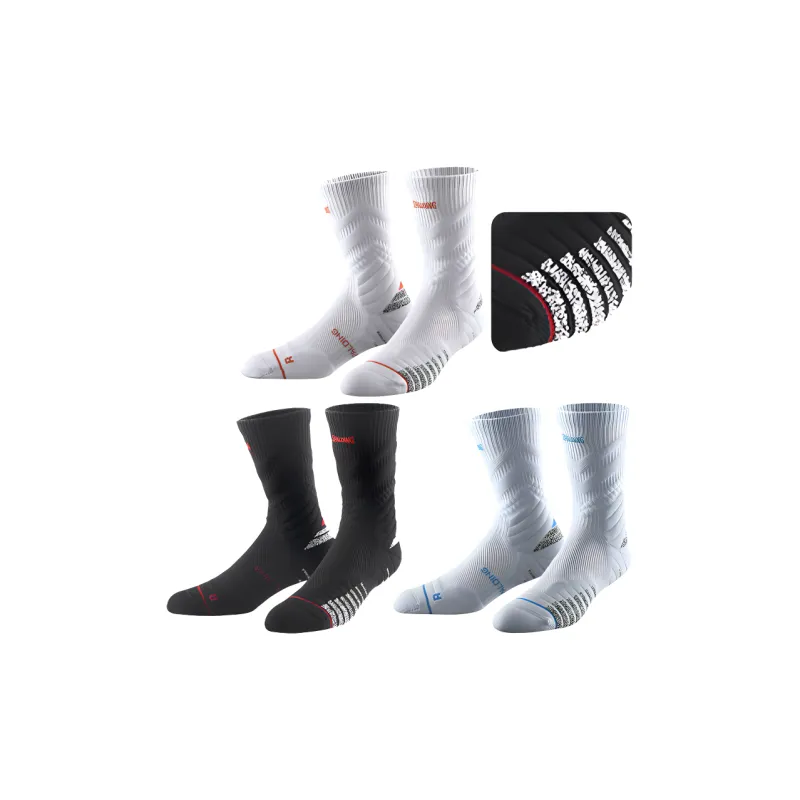 SPALDING Professional Basketball Socks Trendy Versatile Warm Elite Socks Comprehensive Training Unisex 3 Pack-17
