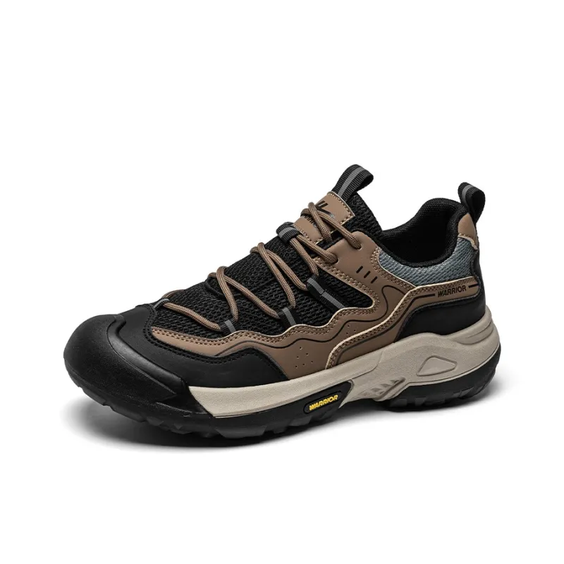 Warrior Hiking Shoes Coverage Wear Resistant Lightweight Slip Resistant Low Top Chunky Sneakers Men's Brown Black Gray-1