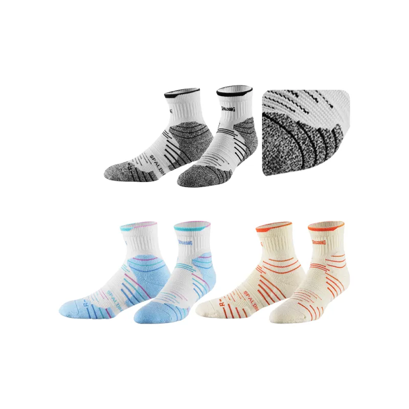 SPALDING Professional Basketball Socks Trendy Versatile Warm And Elite Compression Unisex 3 Pack White/Black-14