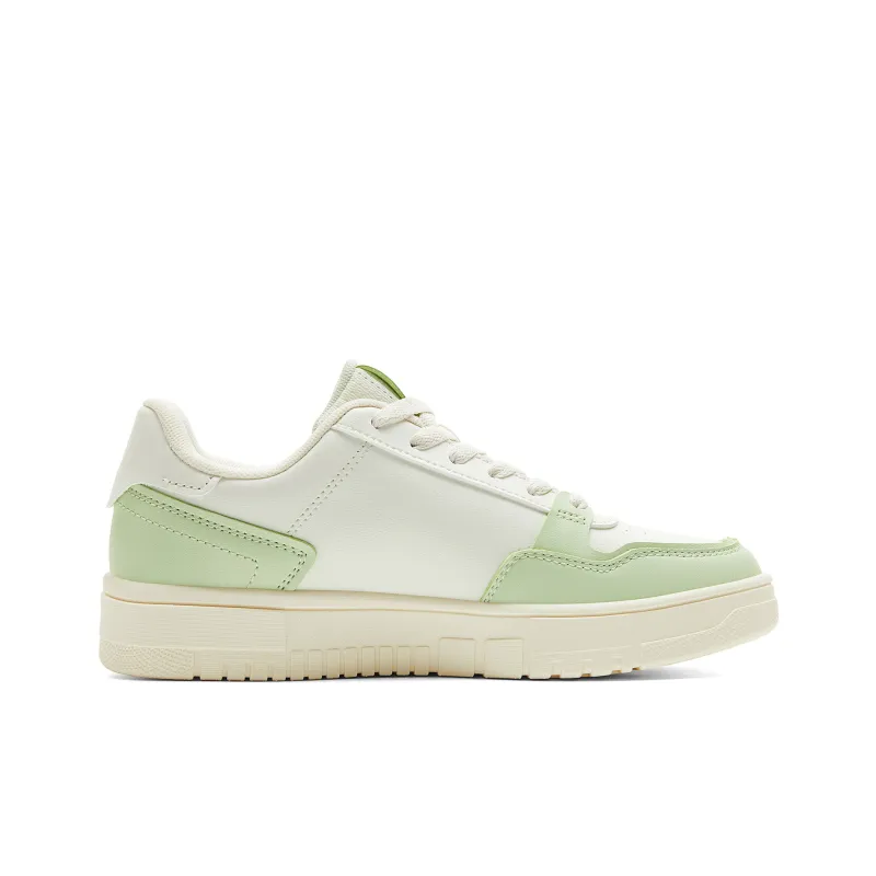 PEAK Anti-Slip And Wear-Resistant Breathable Low-Top Skateboard Shoes Women's White Green-1