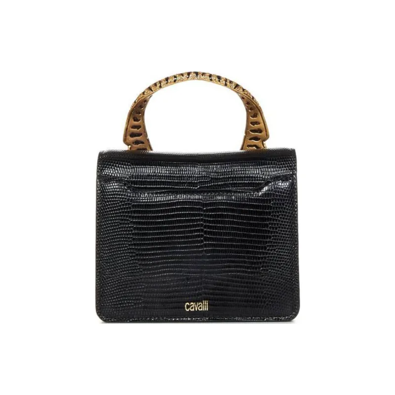 Roberto Cavalli Leather One Shoulder Handbags Medium Size Women's Black-2