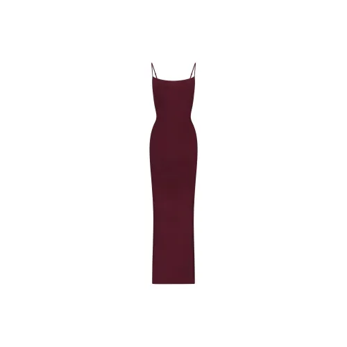 SKIMS FW24 SOFT LOUNGE LONG SLIP DRESS Slip Dresses Women's Bordeaux/Burgundy