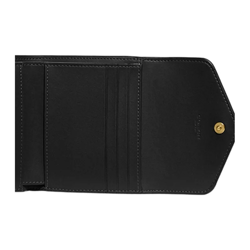 COACH Wyn Polished Grained Leather Card Holder Wallet Women's Black-3