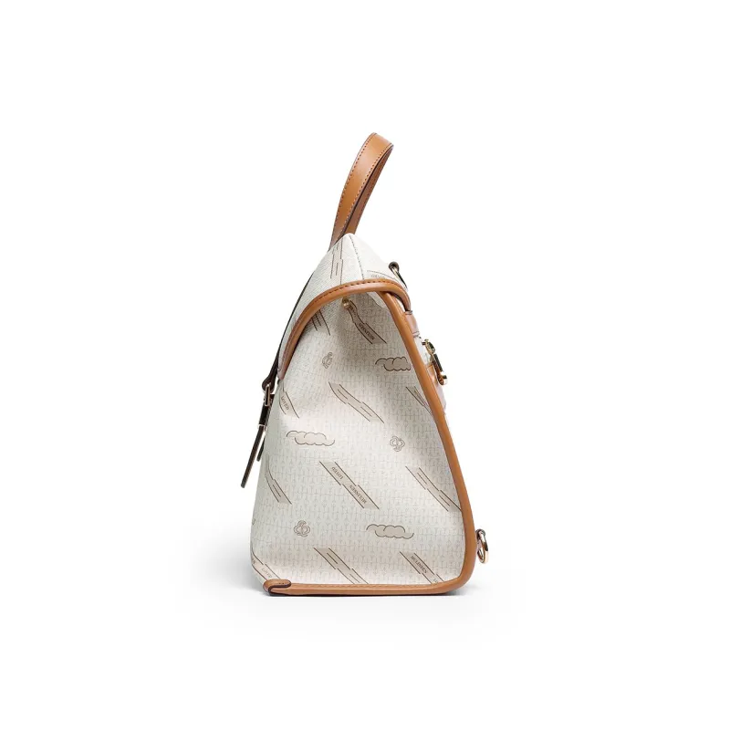 Mulinsen Synthetic Leather Backpack Regular Unisex Ecru/Coffee-2