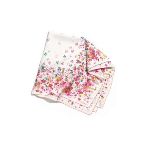 CHANEL Silk Silk Scarves Women's Peach Pink