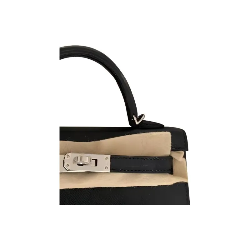 HERMES Touch Madame Crocodile Leather Kelly Bag Shoulder Bag Crossbody Bag Handbag Mini Women's Black-3