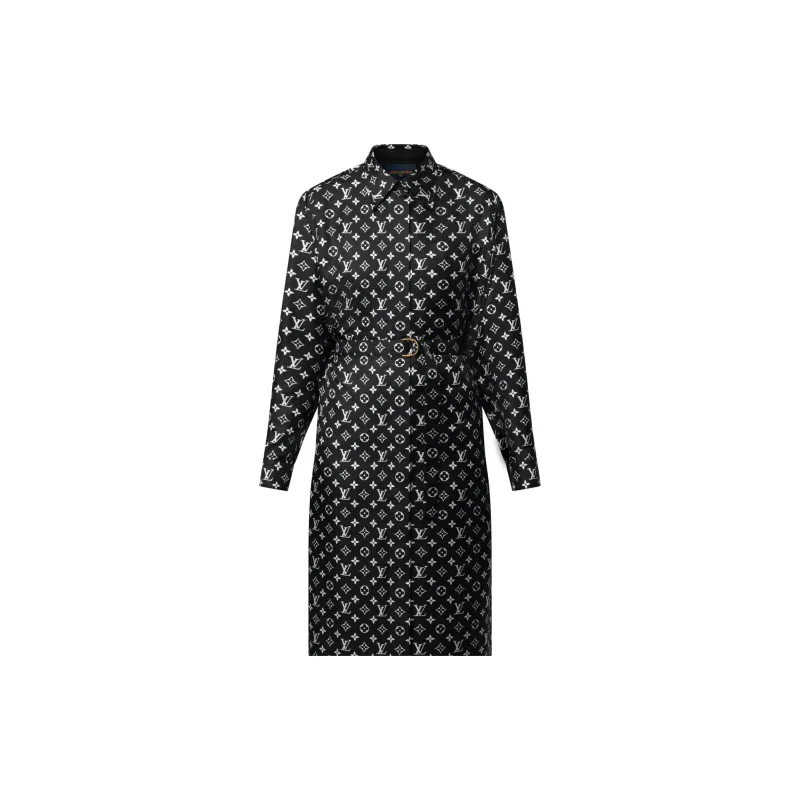 LOUIS VUITTON Monogram Silk Shirt Dress-1