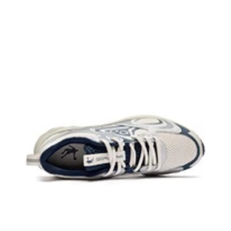 QIAODAN Cushioning Wear Resistant Low Top Running Shoes Men's White Blue-4