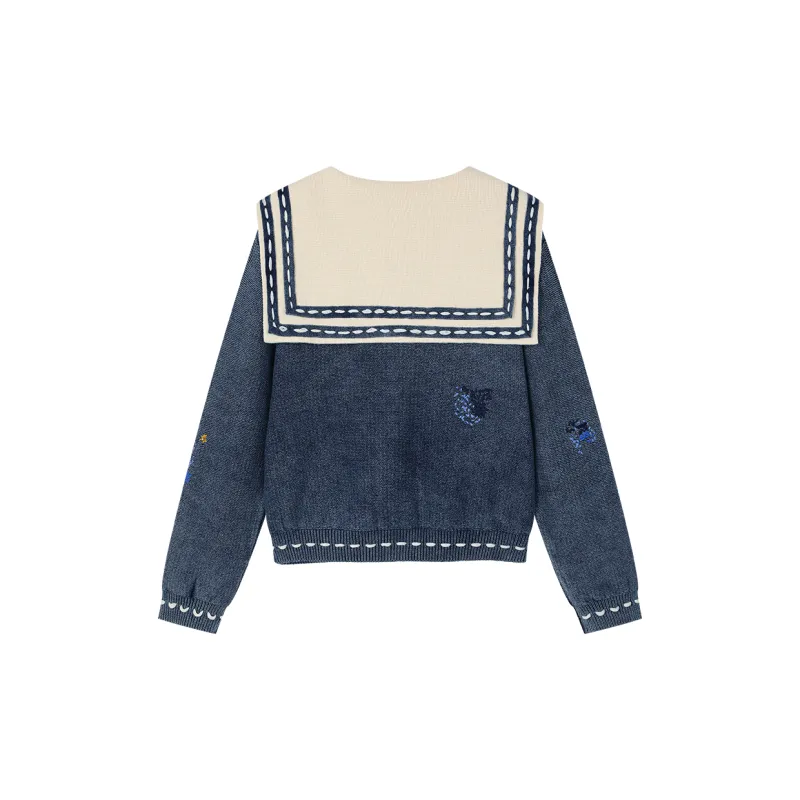 UOOYAA Sweater Women's Navy Blue-1
