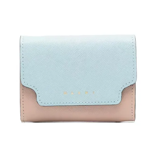 MARNI Calfskin Wallet Women's Light Blue/Light Brown