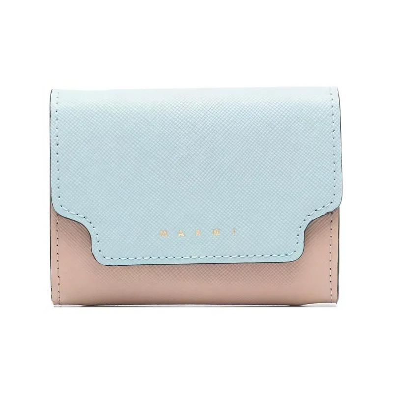 MARNI Calfskin Wallet Women's Light Blue/Light Brown-0