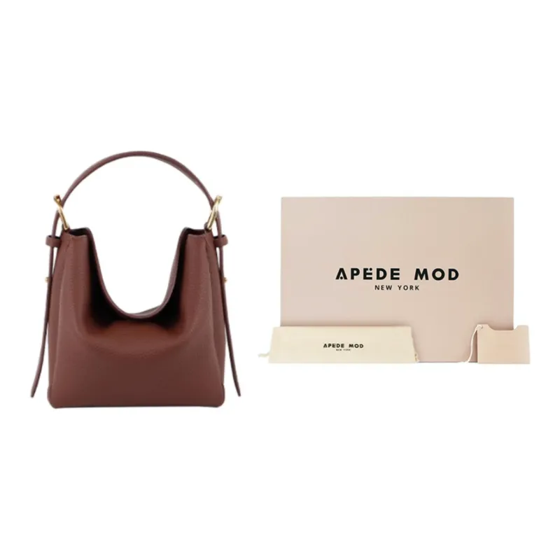 APEDE MOD Top Grain Cow Leather Pillow Bag One Shoulder Handbag Small Size Women's Burgundy Red-1