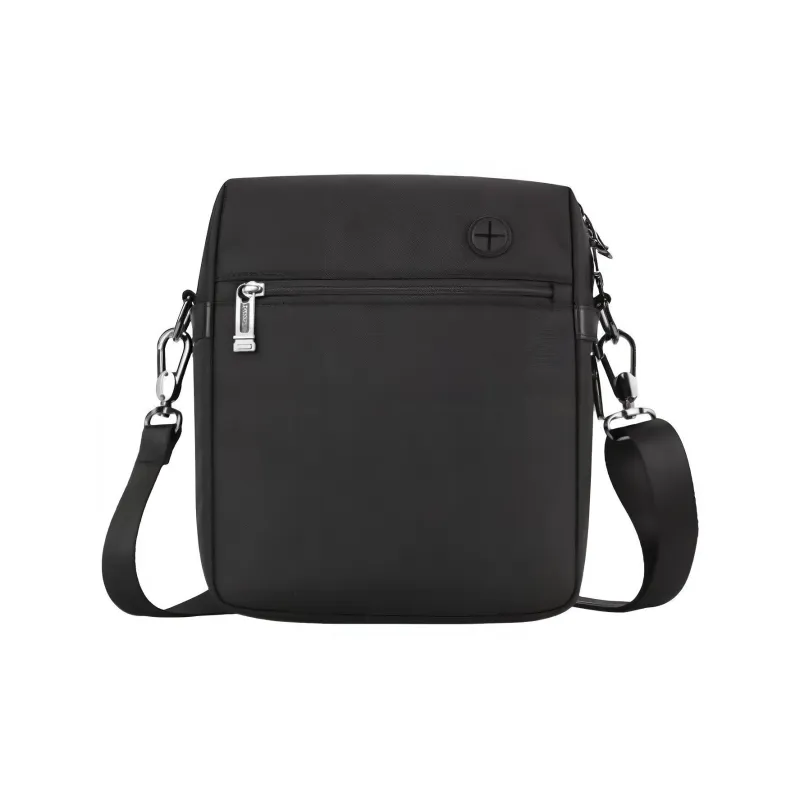 SAMSONITE Fabric Cow Leather Patchwork Crossbody Bag Shoulder Bag Small Size Men's Black-3
