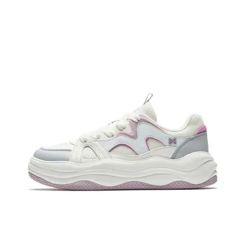 Anta Anti Slip And Wear Resistant Coverage Low Top Skateboard Shoes Women's White Gray Pink Purple