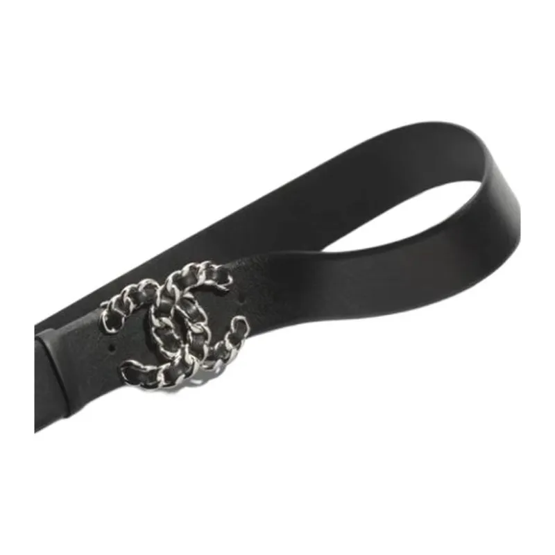 CHANEL Calfskin Leather Belts Women's Black -2