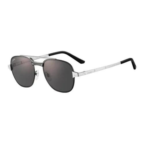 CARTIER Metal Iridium Plated, Brushed PVD Coating Square Sunglasses Unisex Silver