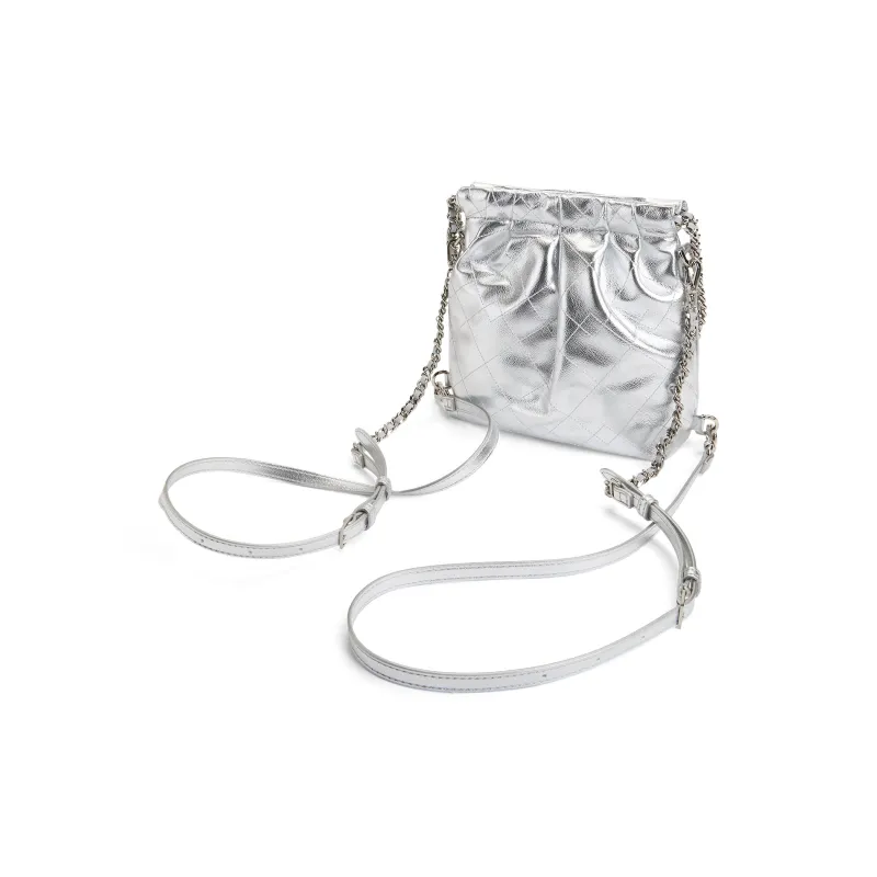 CHARLES&KEITH Polyurethane Synthetic Leather Backpack Women's Black/Cream Milk White/Silver/Pink-19