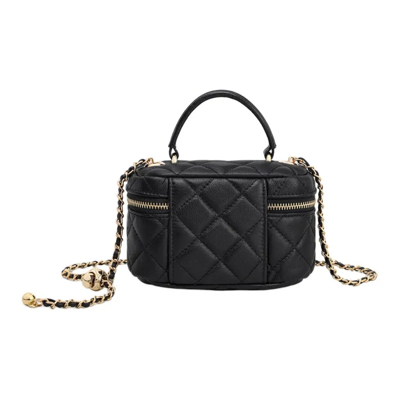 MILLIE'S Cow Leather Box Bag, Shoulder Bag, Crossbody Bag, Handbag Women's Black/White-4