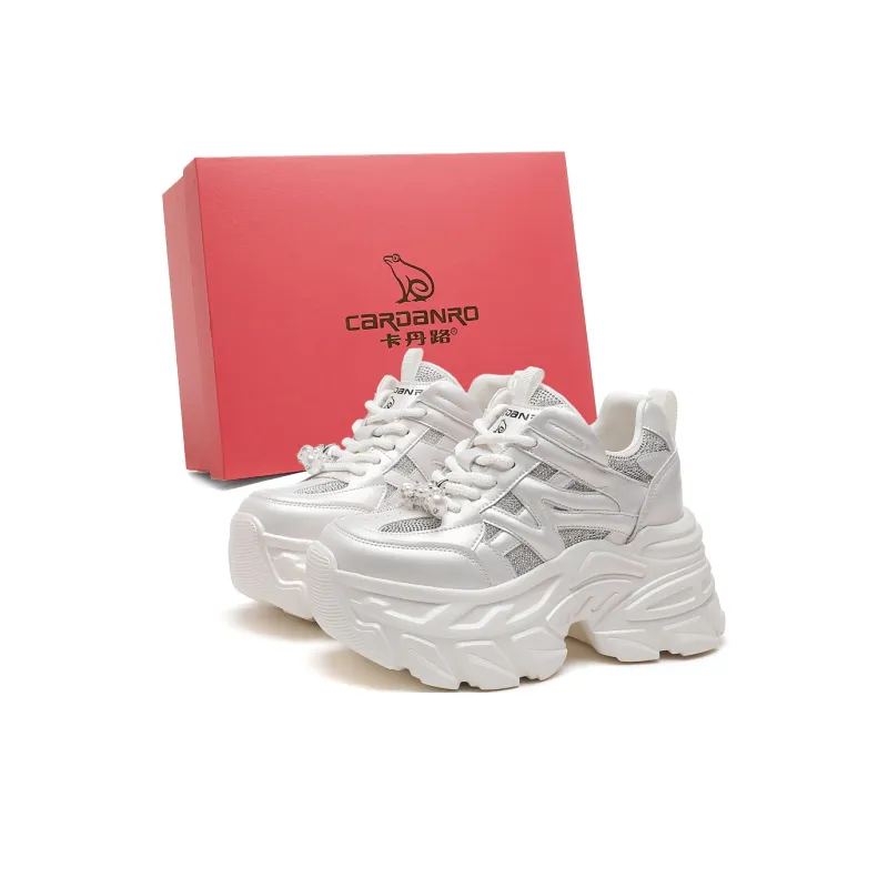 CARDANRO Small sized Sky Vegetables Chunky Sneakers Women's Low Top White/Silver-5