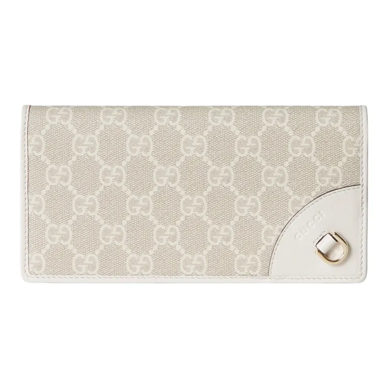 GUCCI GG Emblem Coated Canvas Wallet Women's Beige & White-0