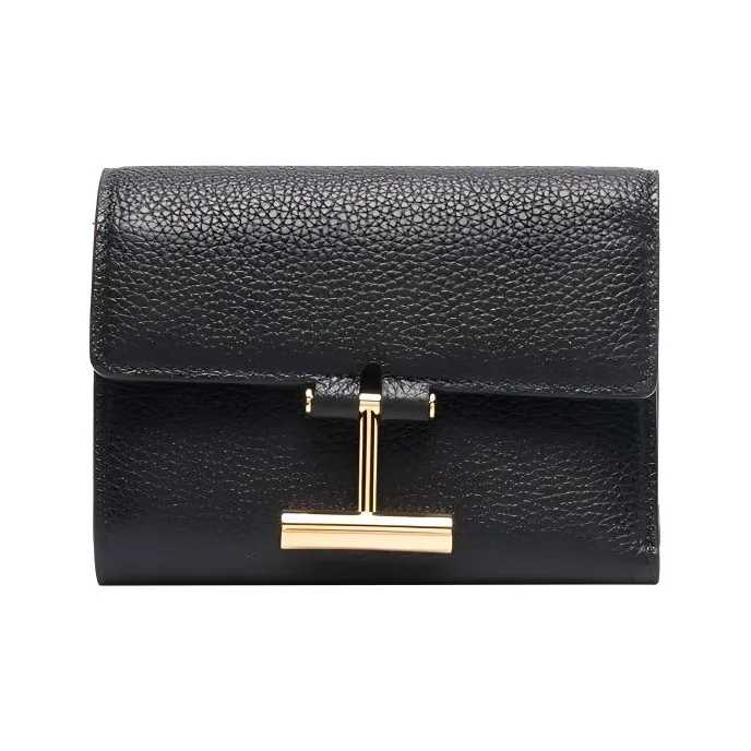 TF Cow Leather Wallet Women's Black-0