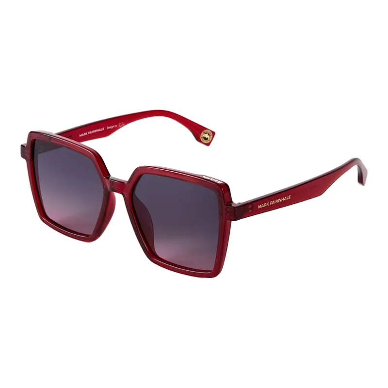 FAIRWHALE TR90 Square Sunglasses Women's Black/Transparent/Burgundy Frame-8