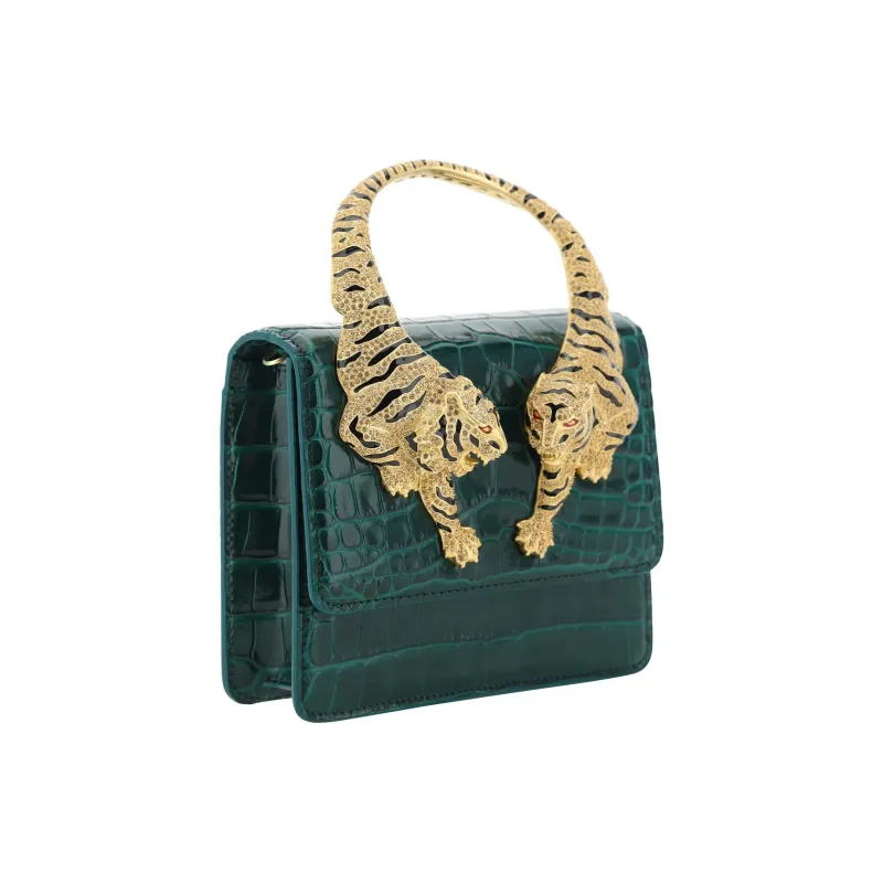 Roberto Cavalli Calfskin One Shoulder Handbags Medium Size Women's Emerald Green-1