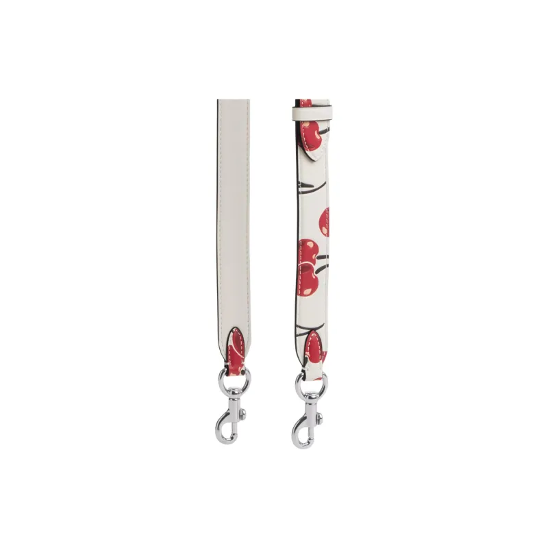 COACH Smooth Leather Bag Strap Women's Chalk & Red-1