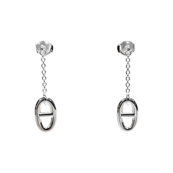 HERMES 925 Sterling Silver Earrings Women's Silver