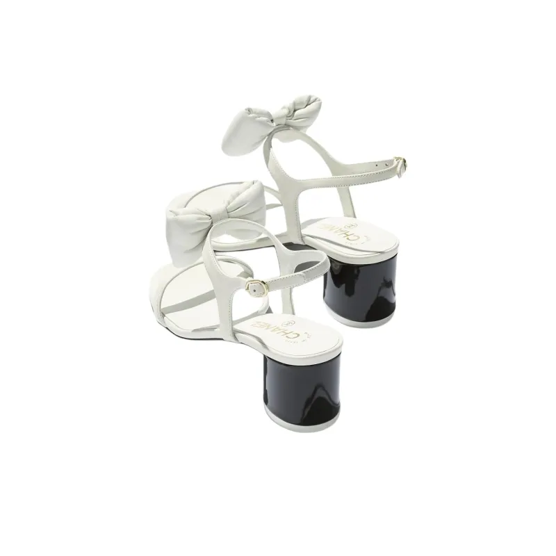 CHANEL 25P One Strap Sandals 5.5cm Women's White-3