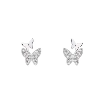 BAIJUAN Zircon With 999 Fine Silver Stud Earrings Women's