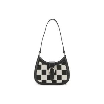 Hotwind Fabric Shoulder Bag Small Size Women's Black Beige